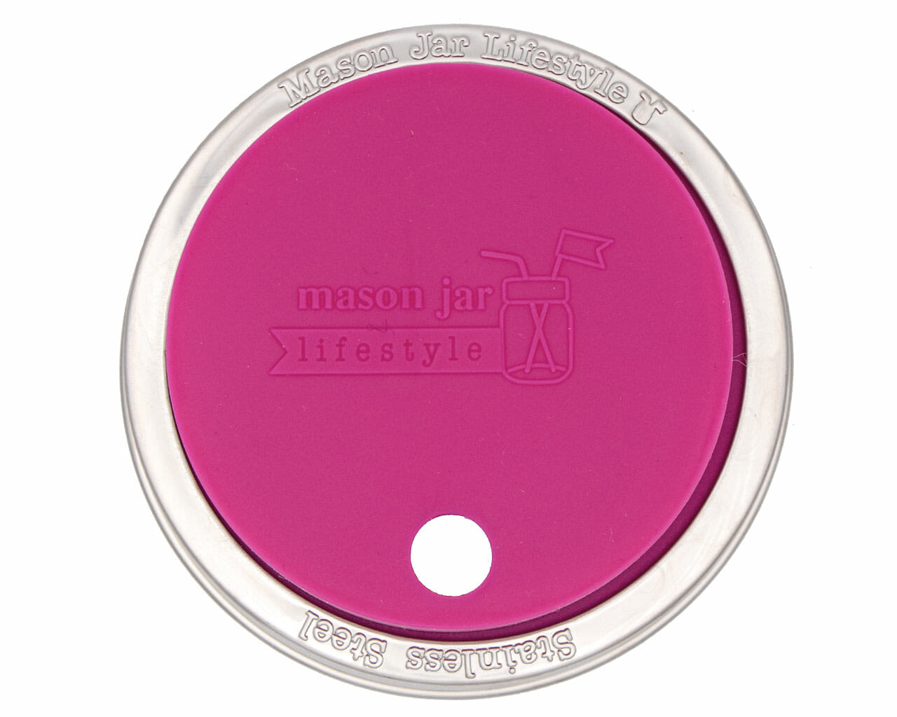 Silicone Straw Hole Tumbler with Stainless Steel Band for Mason Jars