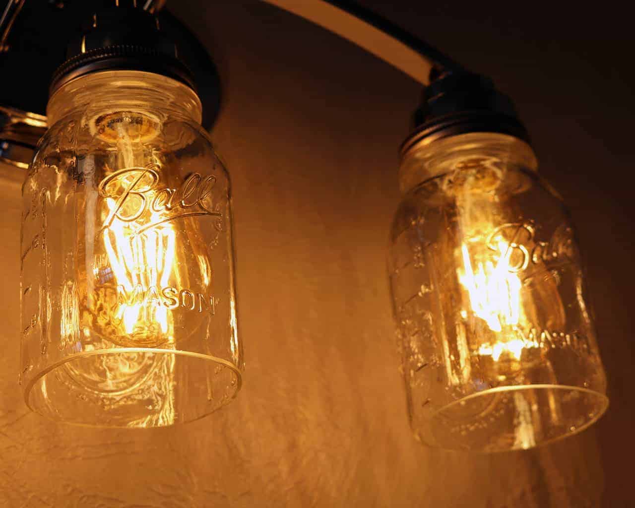 Hand Cut Open Bottom Mason Jar for Lighting Shade or Crafts