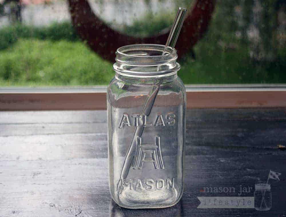 Long Glass Straws for Quart Mason Jars 4 Pack + Cleaner
