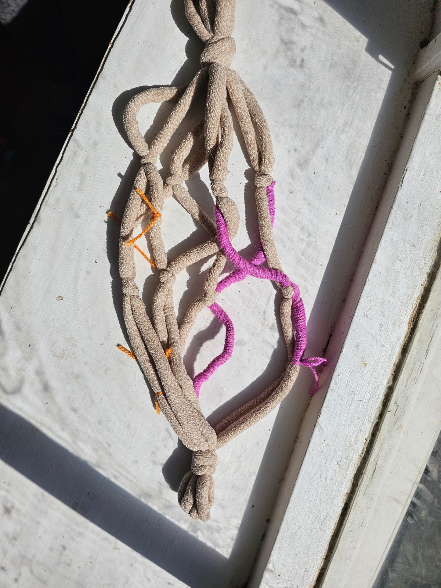 Boho Wrapped Macrame Plant Hangers – Handmade & One of a Kind - Plants 3 trees - Small For 5 Inch Pots