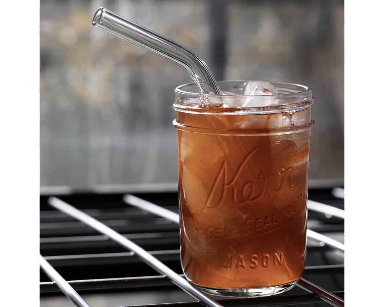 Short Bent Glass Straws for Half Pint Mason Jars