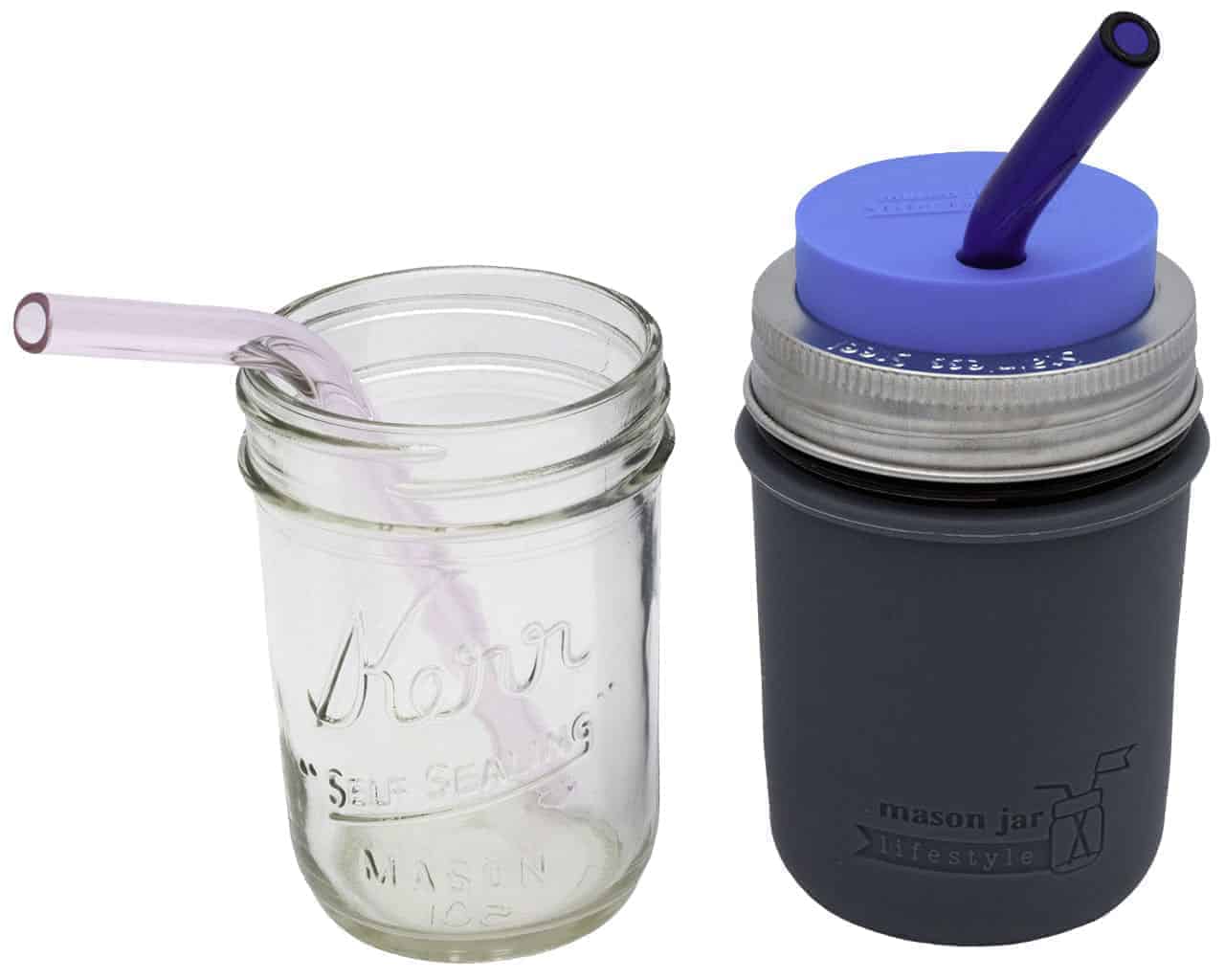 Short Bent Glass Straws for Half Pint Mason Jars