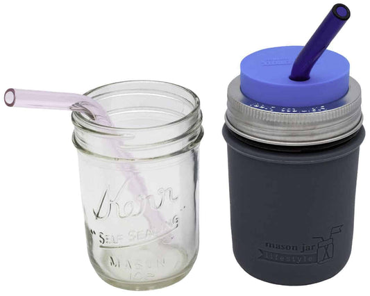 Short Bent Glass Straws for Half Pint Mason Jars