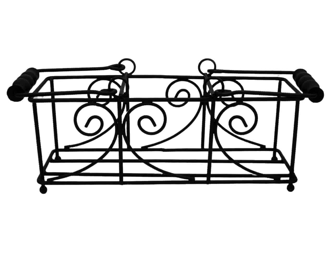 Swirl Black Metal Caddy for 2 Pint Mason Jars