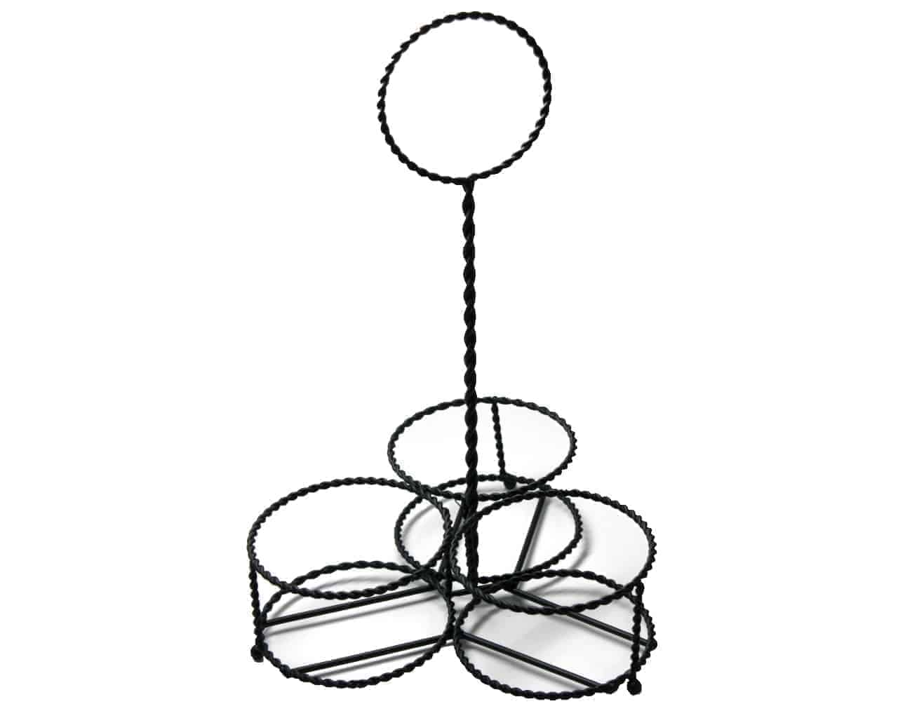 Twisted Black Metal Caddy for 3 Quart Mason Jars