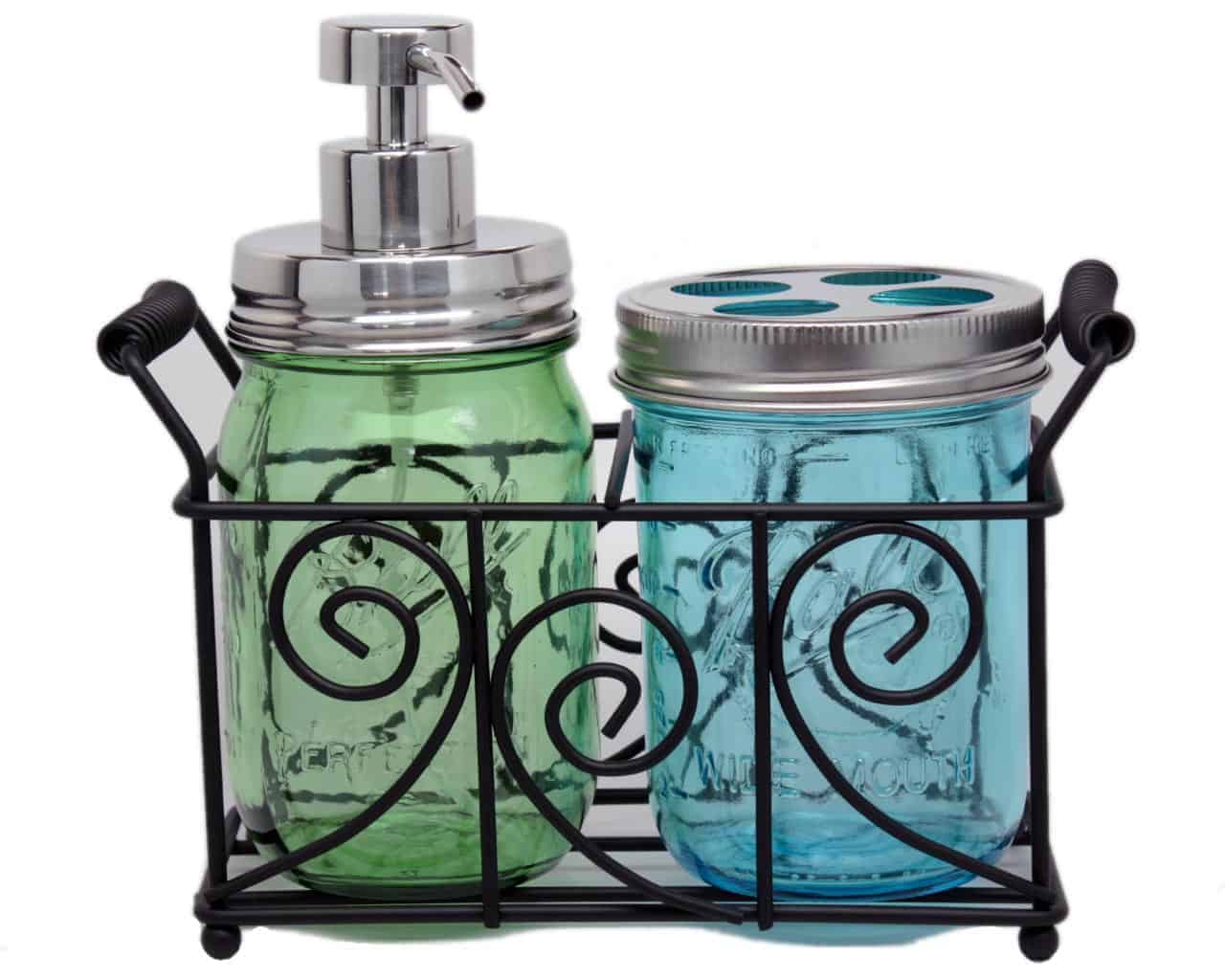Swirl Black Metal Caddy for 2 Pint Mason Jars