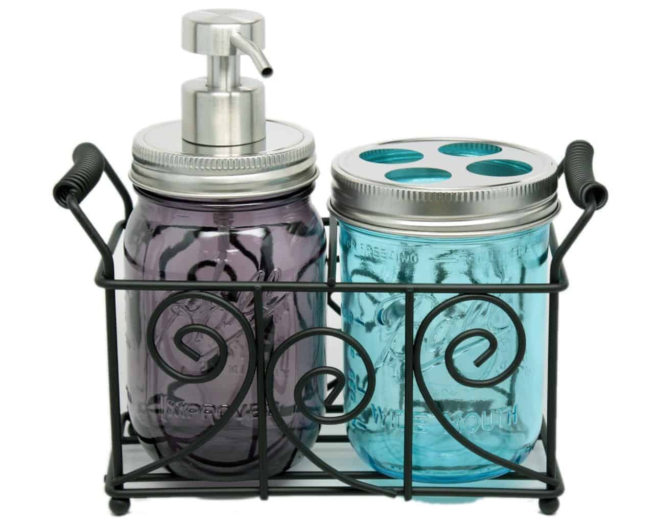 Swirl Black Metal Caddy for 2 Pint Mason Jars