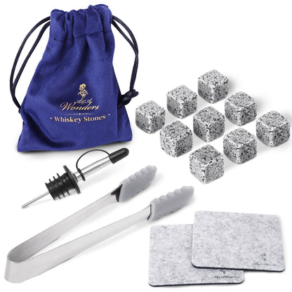 Premium Whiskey Stones 100% Natural Granite Set Of 9 Chilling Rocks Stone
