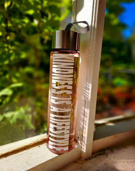 Kindness is a Lifestyle Pink Translucent Skinny Water Bottle