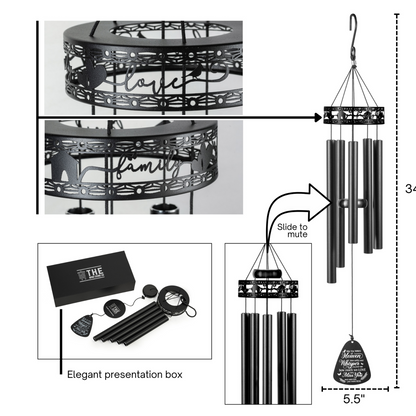 34" Serenity Family-Love Memorial Wind Chimes, Thoughtful Gift For Special Occasions or Reflections