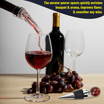 Ultimate Wine Accessories Set Featuring 3 in-1 Multifunctional Waiters Corkscrew