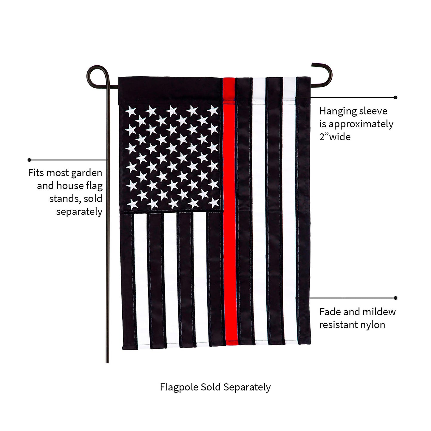 Thin Red Line Garden Applique Flag