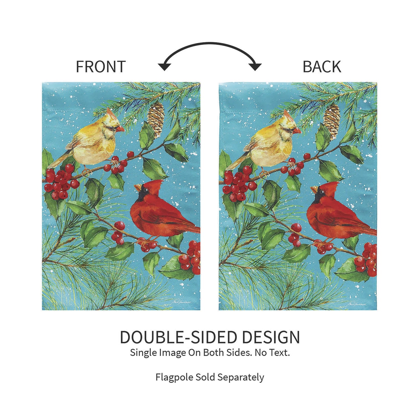 Cardinal Couple Suede Garden Flag