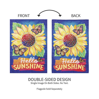 Hello Sunshine and Butterflies Applique Garden Flag