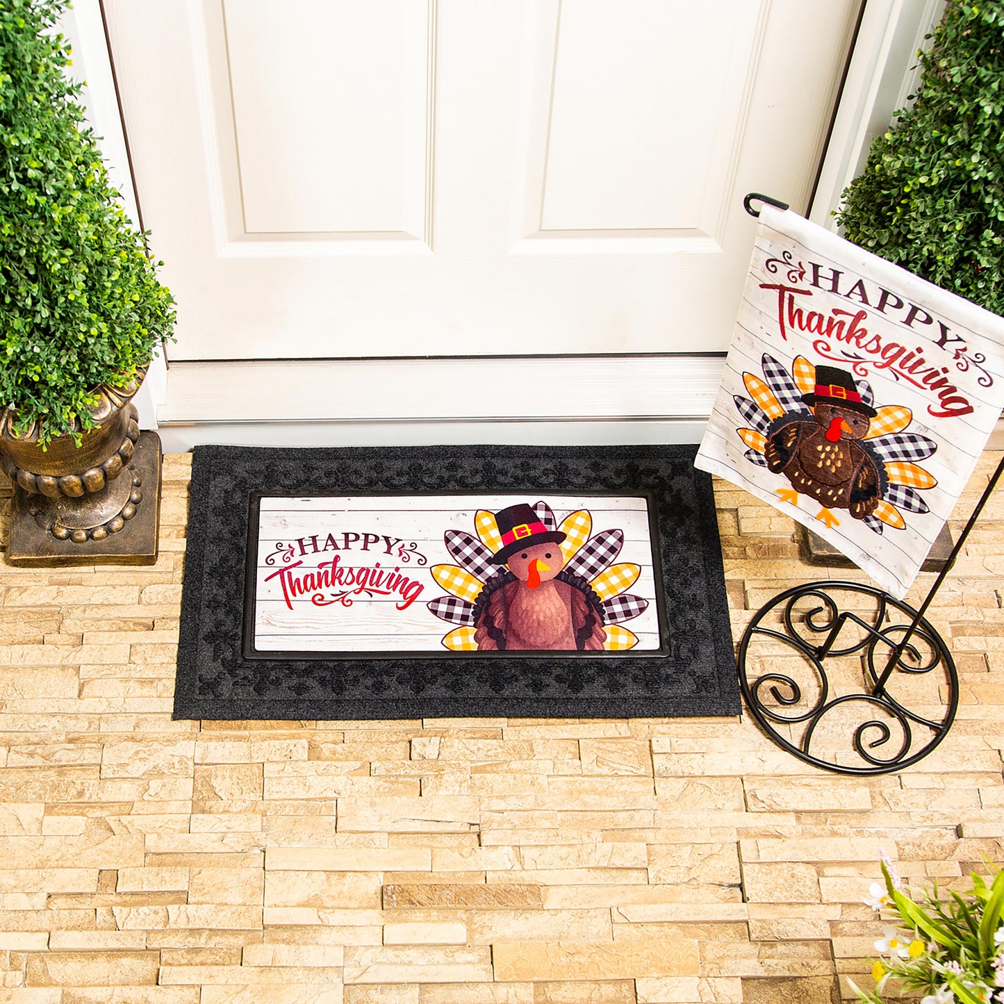 Pilgrim Turkey Garden Burlap Flag