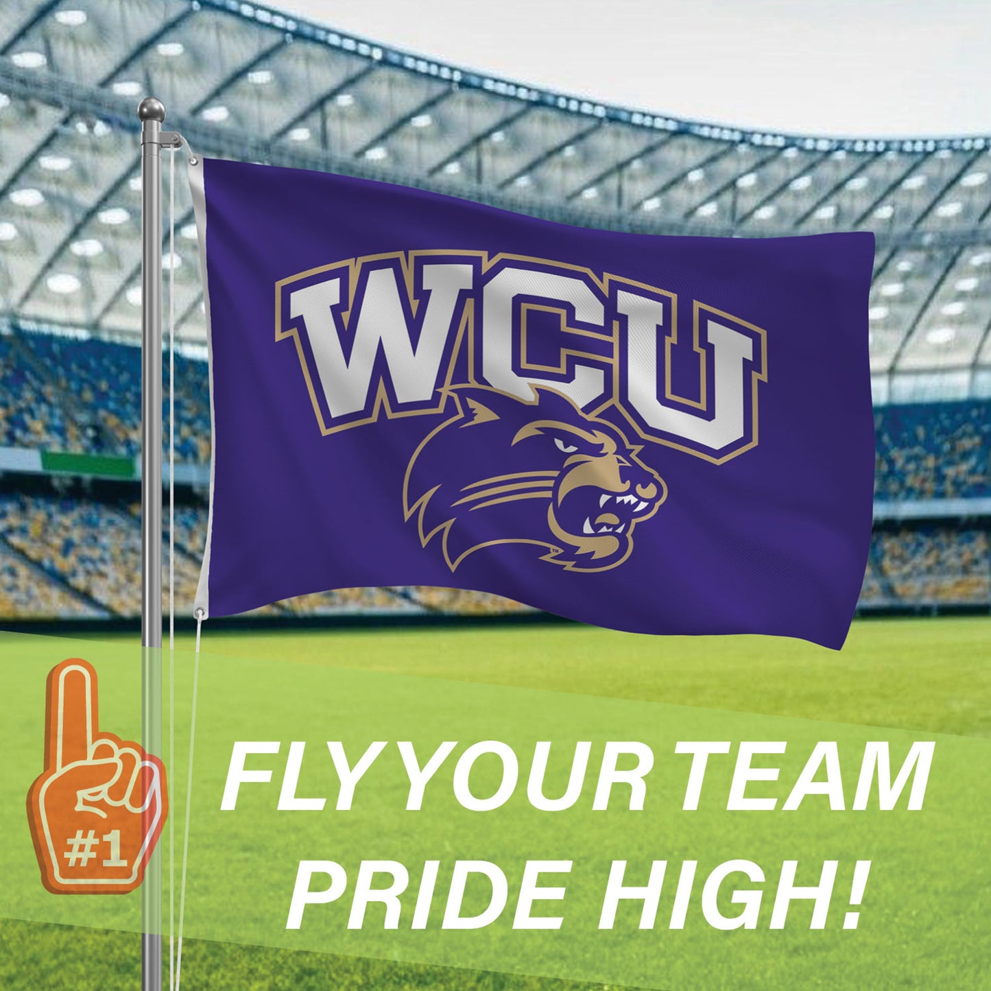 Western Carolina University Single Sided Flag w/ 2 Grommets, 3'x5'
