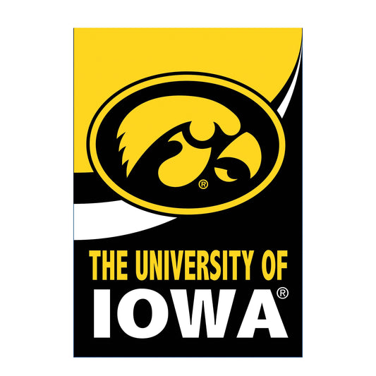 University of Iowa Burlap Flag House Size