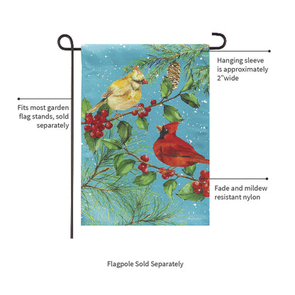 Cardinal Couple Suede Garden Flag