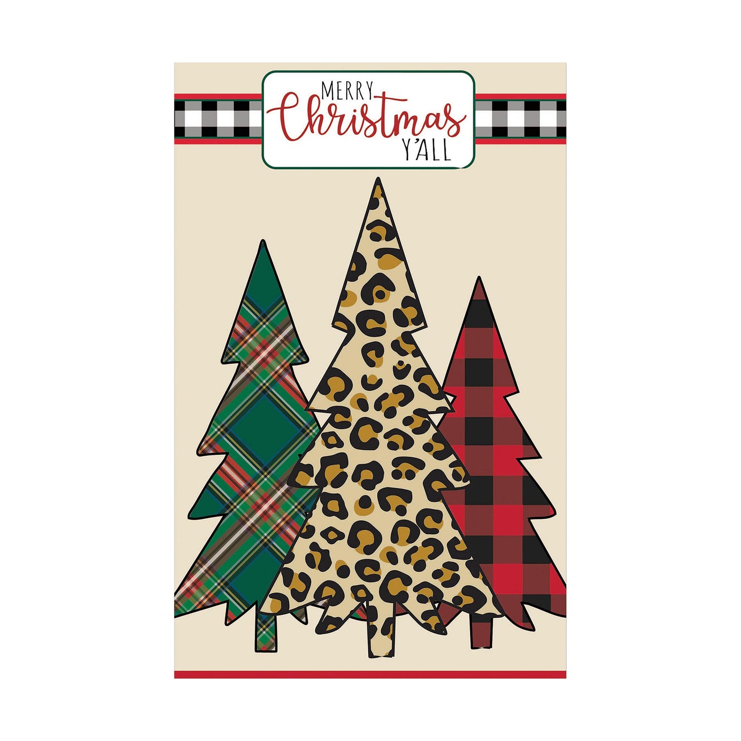 Mixed Print Christmas Trees Garden Applique Flag