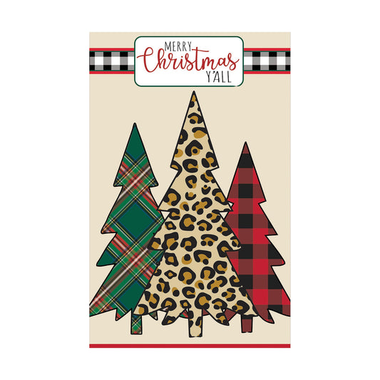 Mixed Print Christmas Trees Garden Applique Flag