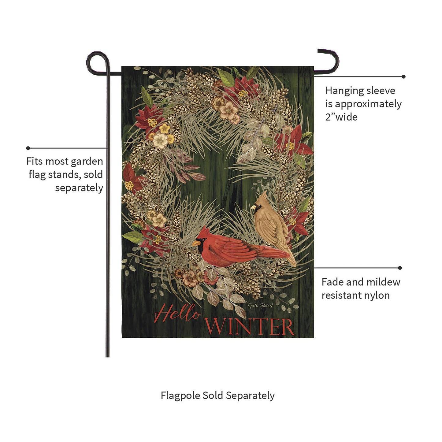 Hello Winter Moire Garden Flag