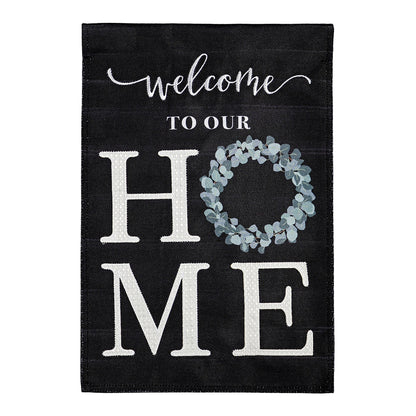 Eucalyptus Welcome Garden Burlap Flag
