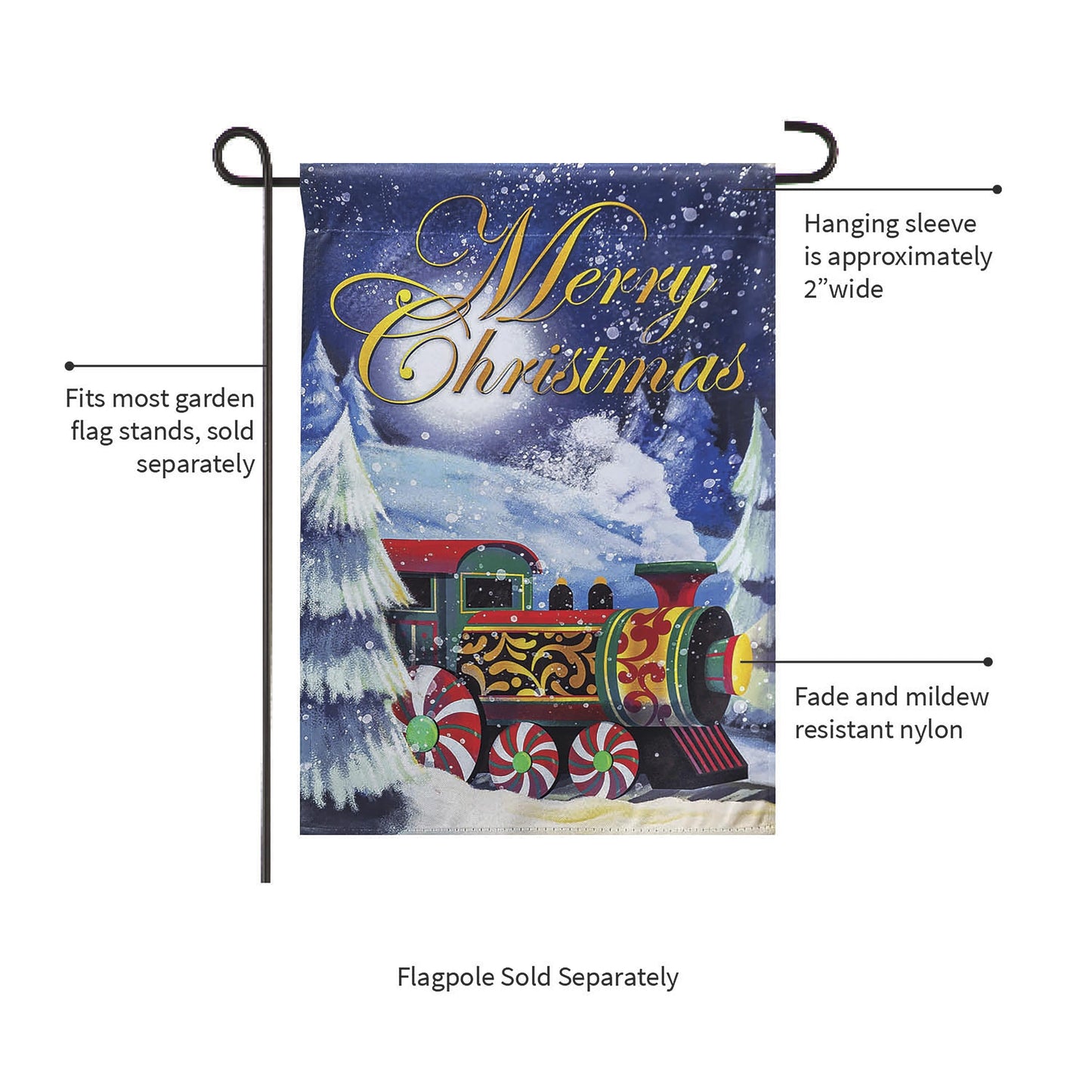 Home for the Holiday Train Garden Suede Flag