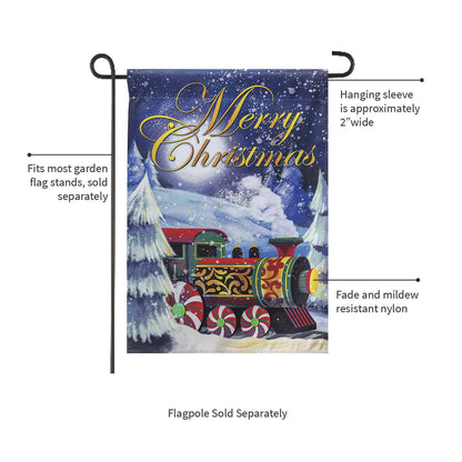 Home for the Holiday Train Garden Suede Flag