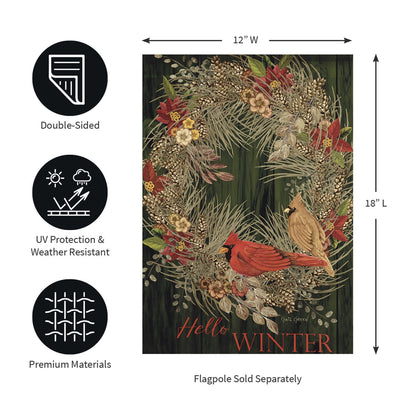 Hello Winter Moire Garden Flag