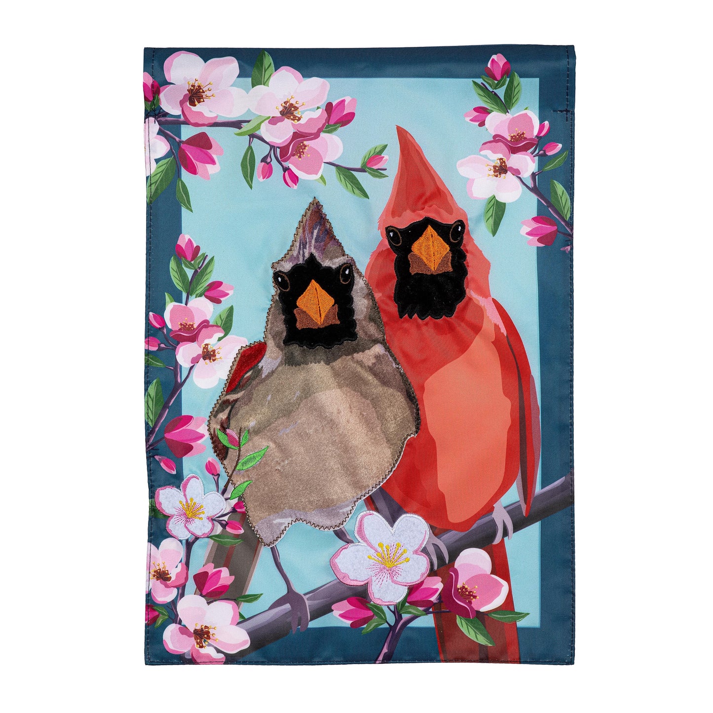 Cardinal Couple Applique Garden Flag