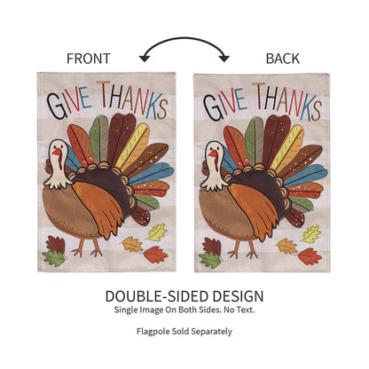 Tom Turkey Thanksgiving Burlap Garden Flag