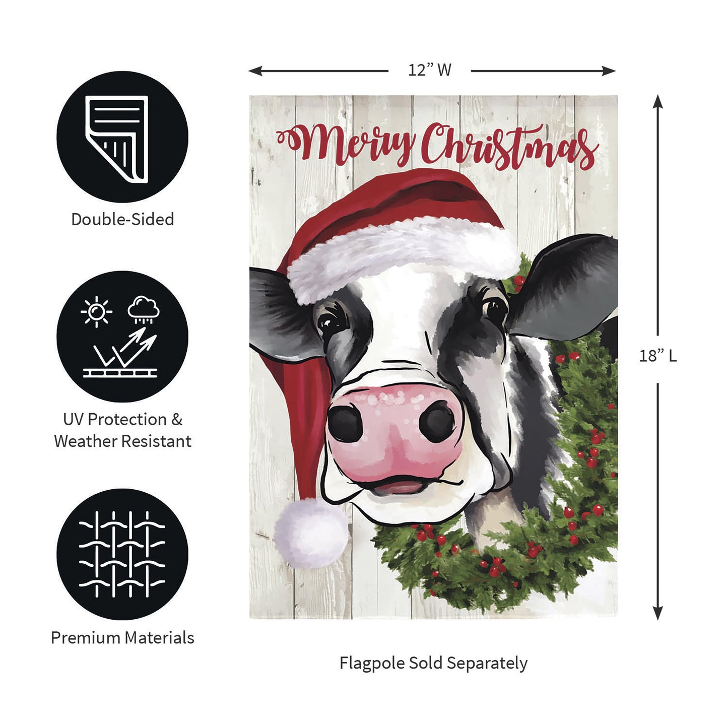 Christmas Cow Burlap Garden Flag