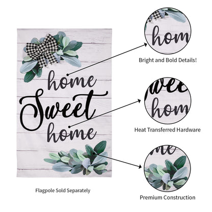 Home Sweet Home Eucalyptus House Burlap Flag