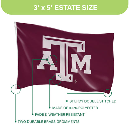 Texas A&M Single Sided Estate Flag with 2 Grommets, 3'x5'
