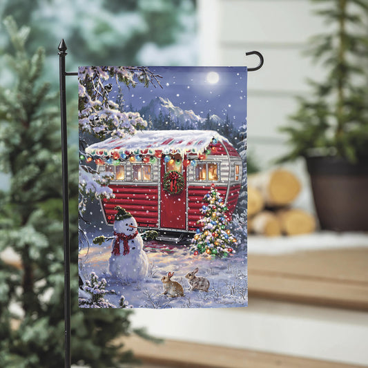 Christmas Camper Lustre Garden Flag
