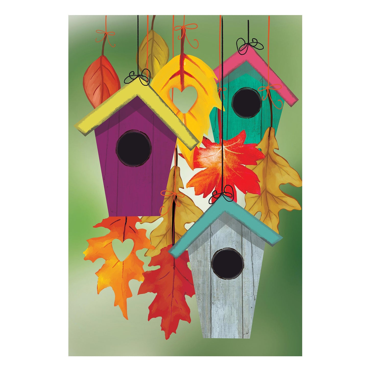 Flock Of Bird Houses Suede House Flag