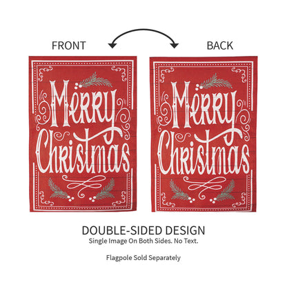 Quaint Merry Christmas Sign Burlap Garden Flag