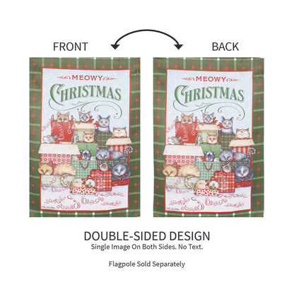 Meowy Christmas Suede Garden Flag