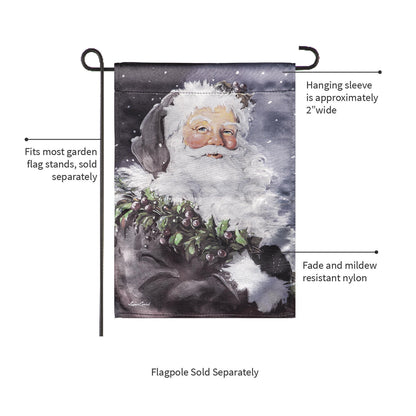 Santa in the Winter Lustre Garden Flag
