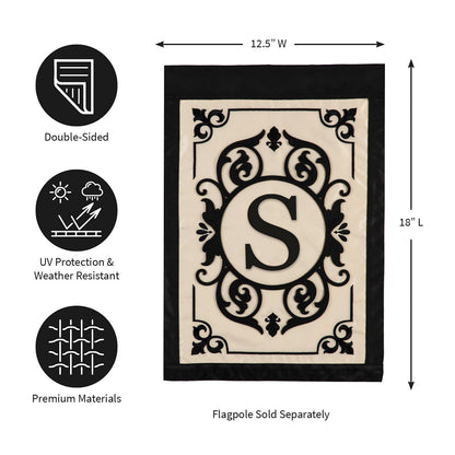 Cambridge Monogram Garden Applique Flag, Letter S