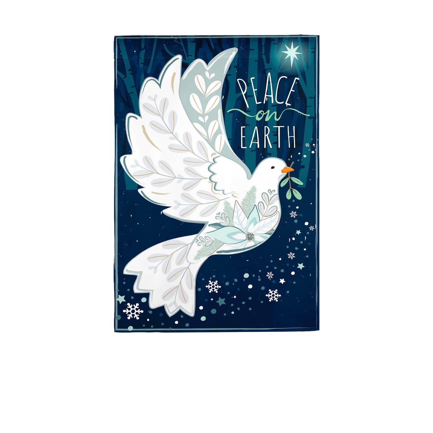 Peace on Earth Dove Burlap House Flag