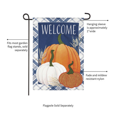 Plaid Pumpkins Garden Linen Flag