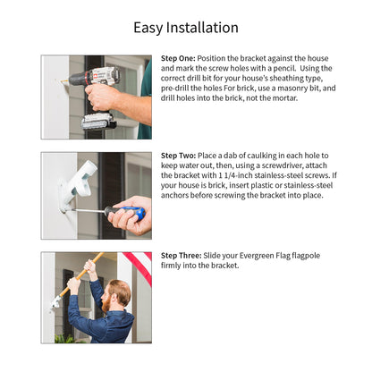 2-Position Cast Iron House Flag Bracket, White