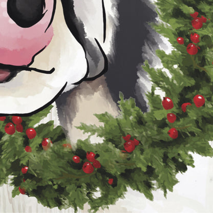 Christmas Cow Burlap Garden Flag