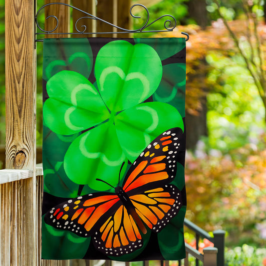 Butterfly Clover Suede House Flag