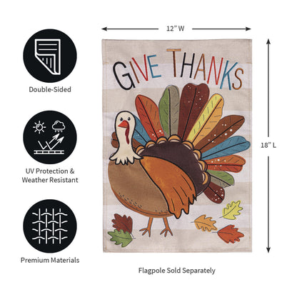 Tom Turkey Thanksgiving Burlap Garden Flag
