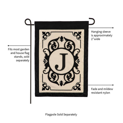Cambridge Monogram Garden Applique Flag, Letter J