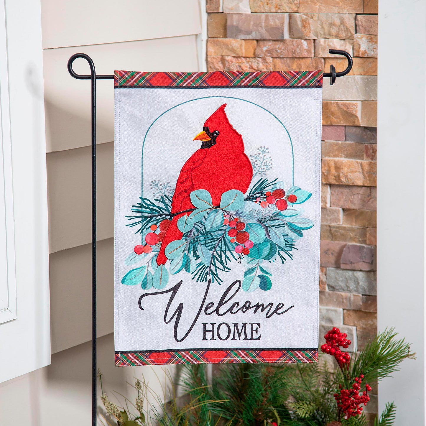 Winter Welcome Moire Garden Flag