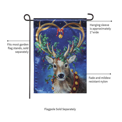 Santa's Reindeer Lustre Garden Flag