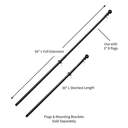 Extendable Metal House Flag Pole, Black